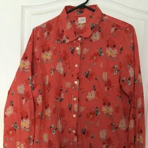 J. Crew Orange Floral Button Up